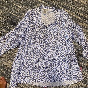 NWOT Multiples Blue and Silver Floral Blouse Size 3X
